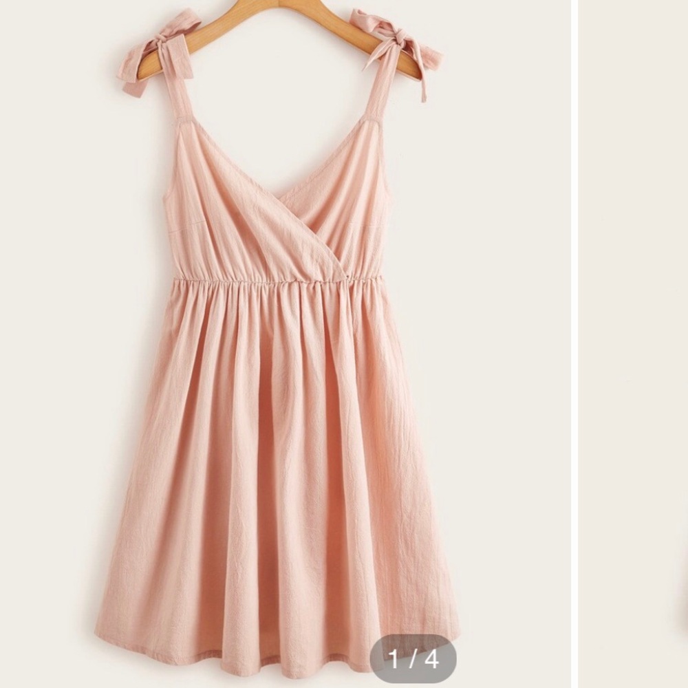 Romwe Light Pink Tie Strap Dress